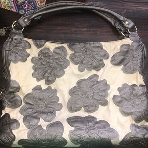 Big Buddha Gunmetal and Cream Floral Bag